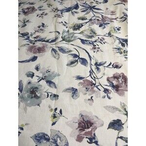 Envogue Floral White Blue Pink 100% Cotton 72x72” Shower Curtain EUC LNC